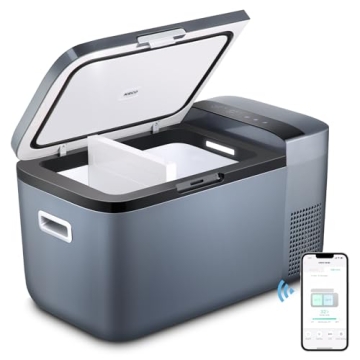 ICECO GO20 Dual Zone 12V Refrigerator, Portable Fridge Freezer with SECOP Compressor, DC 12/24V, AC 100-240V, 0℉ to 50℉, Electric Cooler for Truck, RV, SUV, Outdoor, Driving, 21 Quart, Gray