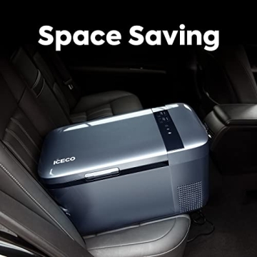 ICECO GO20 Dual Zone 12V Refrigerator, Portable Fridge Freezer with SECOP Compressor, DC 12/24V, AC 100-240V, 0℉ to 50℉, Electric Cooler for Truck, RV, SUV, Outdoor, Driving, 21 Quart, Gray