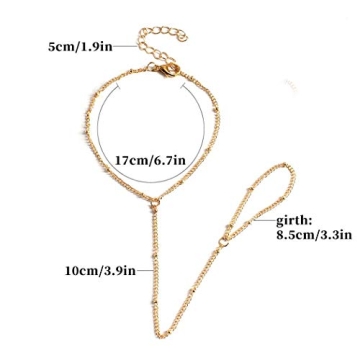 Stunning Obmyec Boho Gold Finger Ring Bracelet for Women