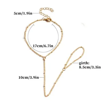 Stunning Obmyec Boho Gold Finger Ring Bracelet for Women