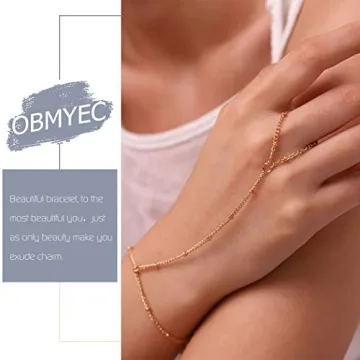 Stunning Obmyec Boho Gold Finger Ring Bracelet for Women