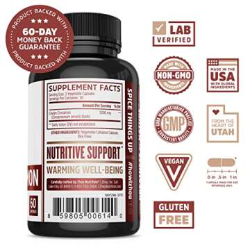 Zhou Ceylon Cinnamon | Supports Heart Health and Joint Mobility | True Cinnamon Native to Sri Lanka | 30 Servings, 60 CT