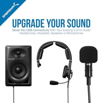 SABRENT Aluminum USB External Stereo Sound Adapter for Windows and Mac. Plug and Play No Drivers Needed. [Silver] (AU-EMAC)