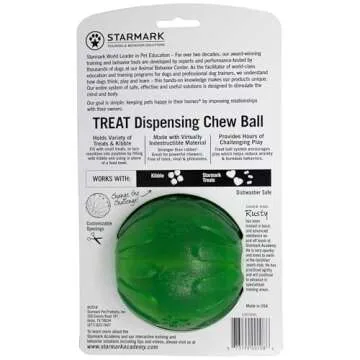 Starmark Treat Dispensing Chew Ball Tough Dog Toy, Medium/Large for Large Breeds
