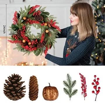 Stunning 24 Inch Christmas Wreath for Holiday Decor