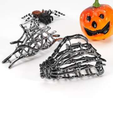 2Pcs Halloween Hair Clips with Fun Pumpkin and Ghost Designs