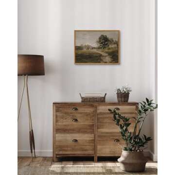 InSimSea Framed Canvas Wall Art Vintage Decor, Wall Art for Living Room Office Bedroom Decor, Vintage Countryside Road Wall Pictures, Painting for Bedroom Bathroom Wall Decor, 12"x16"