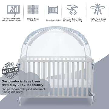 L RUNNZER Baby Crib Tent Crib Net to Keep Baby in, Pop Up Crib Tent Canopy Keep Baby from Climbing O...
