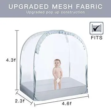 L RUNNZER Baby Crib Tent Crib Net to Keep Baby in, Pop Up Crib Tent Canopy Keep Baby from Climbing Out (55.2" L x 27.6" W x 51.6" H)
