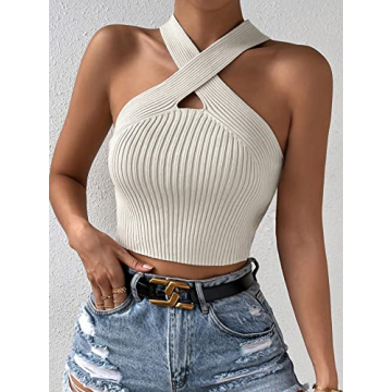 Trendy Criss Cross Halter Crop Top for Women - SweatyRocks