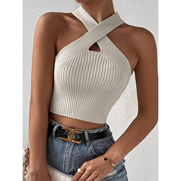 Trendy Criss Cross Halter Crop Top for Women - SweatyRocks