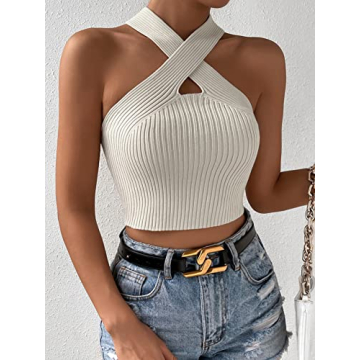 Trendy Criss Cross Halter Crop Top for Women - SweatyRocks
