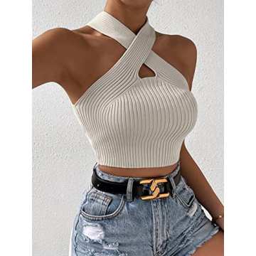 Trendy Criss Cross Halter Crop Top for Women - SweatyRocks