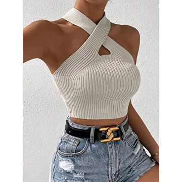 Trendy Criss Cross Halter Crop Top for Women - SweatyRocks