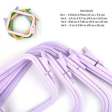 Nurge Lilac 4 Pcs Set Plastic Square Embroidery Hoop for DIY Crafts