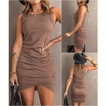BTFBM Summer Sleeveless Bodycon Dress for Women