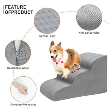 Dog Stairs for Small Dogs, High Density Foam Steps