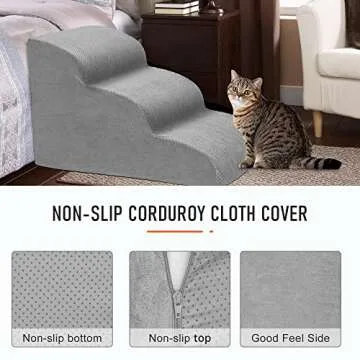 Dog Stairs for Small Dogs, High Density Foam Steps