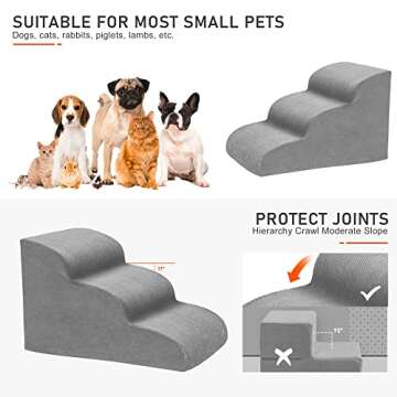 Dog Stairs for Small Dogs, High Density Foam Steps