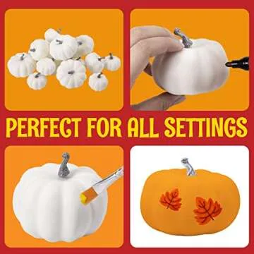 JOYIN Thanksgiving Artificial White Pumpkins 18 PCS Fake Home Decoration Assorted Sizes for Fall Harvest Decor, Thanksgiving or Halloween Decoration, Festival, Garden