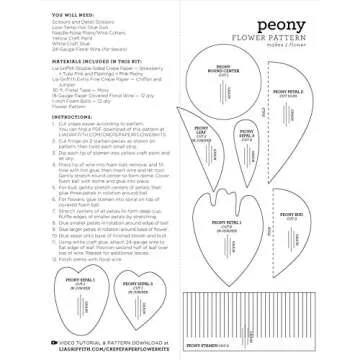 Lia Griffith LG40006 Crepe Paper Kit, Peony Flowers, Sizes, Colors may vary, 29 Count
