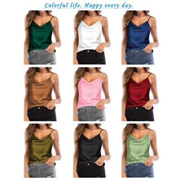 TOUTOUAI Women's Elegant Silk Satin Cami Tank Top