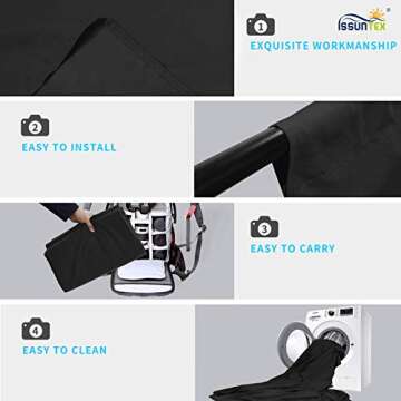 ISSUNTEX 6X9 ft Background Muslin Backdrop, Photo Studio, Collapsible High Density Screen for Video Photography and Television-Black