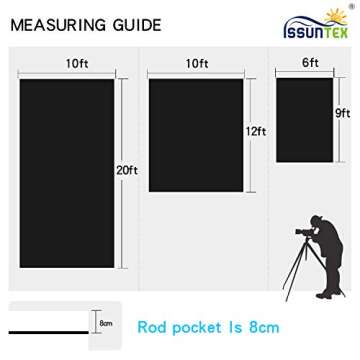 ISSUNTEX 6X9 ft Background Muslin Backdrop, Photo Studio, Collapsible High Density Screen for Video Photography and Television-Black