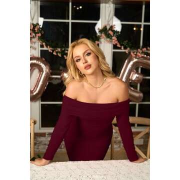 GOKATOSAU Women's Sexy Elegant Ruffle Long Sleeve Off Shoulder Ruched Party Mini Dress Grapered