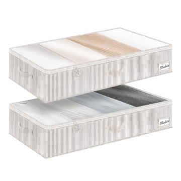 StorageWorks Underbed Storage Box with Clear Window and Sturdy Structure, Foldable Underbed Storage ...