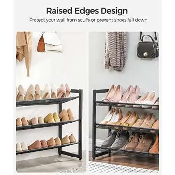 SONGMICS Shoe Rack, 6-Tier Shoe Organizer, Metal Shoe Storage for Garage, Set of 2, 3-Tier Stackable Shoe Shelf, with Adjustable Flat or Angled Shelves, 18-24 Pairs, Charcoal Gray ULMR003G02-2