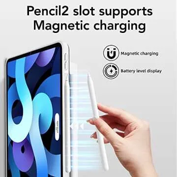 Marasone iPad Air 5th Generation Magnetic Case 2022 / iPad Air 4th 2020 Case 10.9 Inch Double-Layer Magnetic Folio Cover with Multiple Angles and Pencil Charging Support, Premium PU Leather (White)