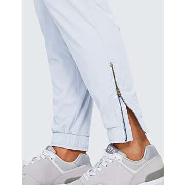 CRZ YOGA Women's Lightweight Golf Pants with Pockets Casual Joggers Workout Lounge Running Travel Pants with Zipper Ankle Light Grayish Blue Medium