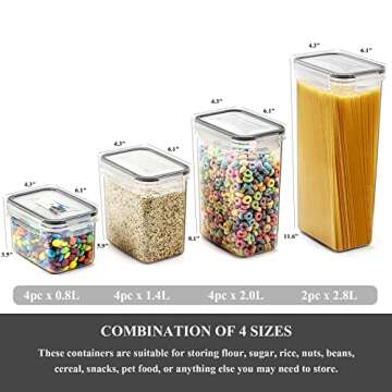 Wildone Airtight Food Storage Containers with Lids, 14PC Plastic Kitchen Storage Containers for Pant...