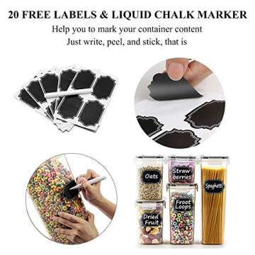 Wildone Airtight Food Storage Containers with Lids, 14PC Plastic Kitchen Storage Containers for Pantry Organization and Storage, Cereal, Flour and Sugar Containers, Include 20 Labels & Pen