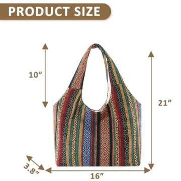 Stylish QTKJ Bohemia Tote Bag - Large Capacity, Reusable Canvas Bag for Women