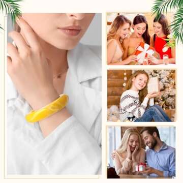 Landical 4 Pcs Colorful Square Acrylic Resin Bangle Bracelet Wide Geometric Irregular Wristbands Women(Classic Colors)