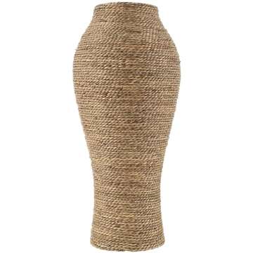 Deco 79 Seagrass Handmade Decorative Vase Tall Wrapped Centerpiece Vase, Vase for Home Decoration 11" x 11" x 24", Brown