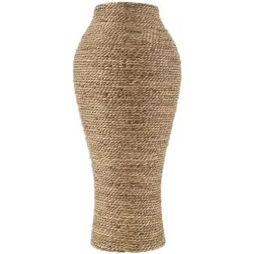Deco 79 Seagrass Handmade Decorative Vase Tall Wrapped Centerpiece Vase, Vase for Home Decoration 11" x 11" x 24", Brown