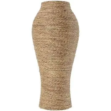 Deco 79 Seagrass Handmade Decorative Vase Tall Wrapped Centerpiece Vase, Vase for Home Decoration 11" x 11" x 24", Brown