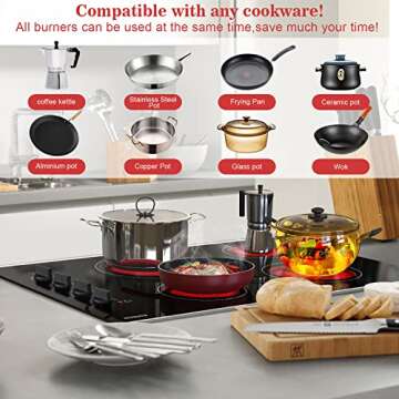 Karinear 30 Inch Electric Cooktop with Knob Control