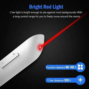 DinoFire Red Light Wireless Presenter, Powered by AAA (Not Included) Hyperlink Volume Control Presentation Clicker, RF 2.4GHz PowerPoint Clicker Presentation Remote Control Slide Clicker Advancer