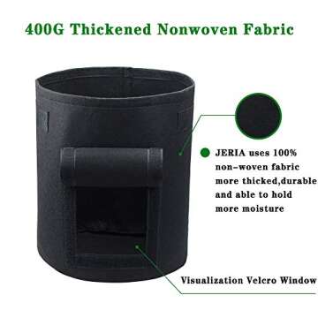 JERIA 4-Pack 7 Gallon Potato Grow Bags w/Access Flap, Aeration Fabric Pots with Handles（Black