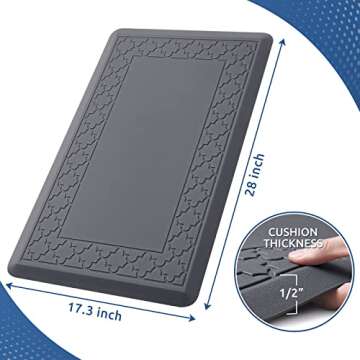KitchenClouds Kitchen Mat Cushioned Anti Fatigue Kitchen Rug 17.3"x28" Waterproof Non Slip Kitchen R...