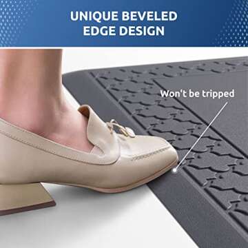 KitchenClouds Kitchen Mat Cushioned Anti Fatigue Kitchen Rug 17.3"x28" Waterproof Non Slip Kitchen Rugs and Mats Standing Desk Mat Comfort Floor Mats for Kitchen House Sink Office (Grey Embossed)