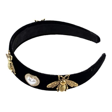 Vintage Black Pearl Bead Flower Hairbands for Women
