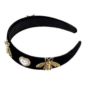 Vintage Black Pearl Bead Flower Hairbands for Women
