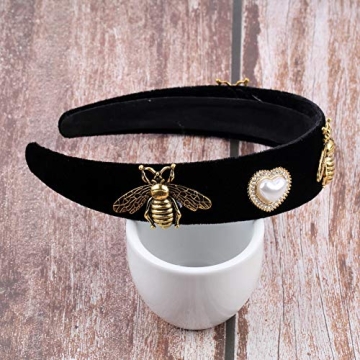 Vintage Black Pearl Bead Flower Hairbands for Women