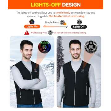 DOACE Heated Vest for Men & Women, Smart heated Jacket, Battery Not Included (US, Alpha, Large, Regular, Regular, Black)