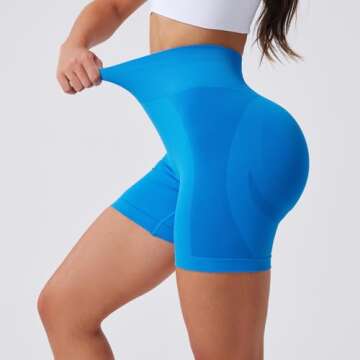 Evercute Women's Gym Shorts 3/4 Pack Seamless Scrunch Butt Lifting Workout Shorts Tummy Control Ruched Booty Smile Yoga Short